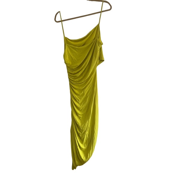 HALSTON Averie Ruched cut out jersey cocktail midi dress in sulfer size 16 - Picture 8 of 10